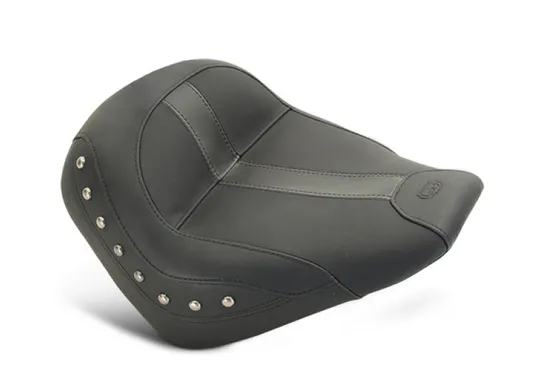 Mustang Black Studded Touring Solo Seat w Leather Inserts