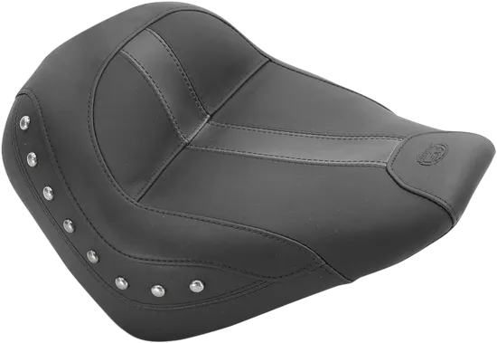 Mustang Black Studded Touring Solo Seat w Leather Inserts
