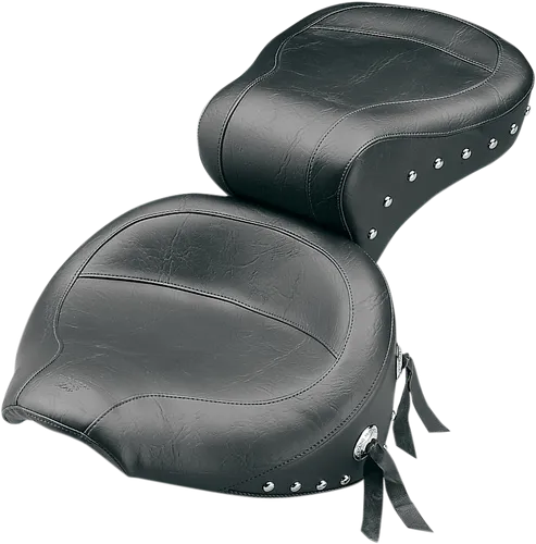 Mustang Black Studded 2 Up Wide Touring 1pc Seat w Conchos