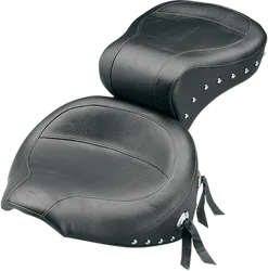 Mustang Black Studded 2 Up Wide Touring 1pc Seat w Conchos