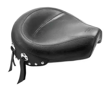 Mustang Black Studded Wide Touring Solo Driver Seat w Conchos