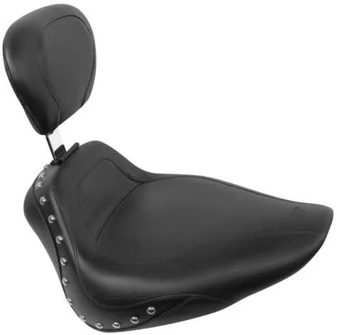 Mustang Black Studded Sport Touring Solo Seat w Backrest
