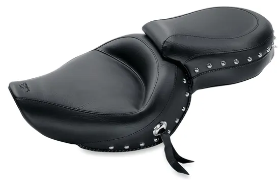 Mustang Black Studded 2 Up Wide Touring 1pc Seat w Conchos 2