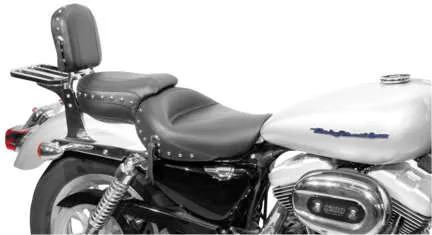 Mustang Black Studded 2 Up Wide Touring 1pc Seat w Conchos 4