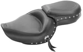 Mustang Black Studded 2 Up Wide Touring 1pc Seat w Conchos 1