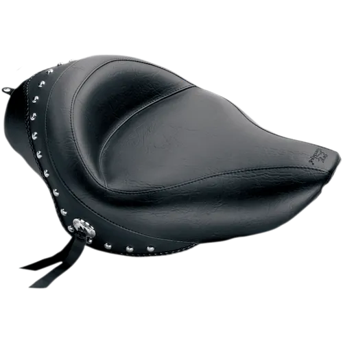 Mustang Black Studded Wide Touring Solo Driver Seat w Conchos