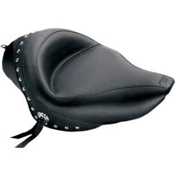 Mustang Black Studded Wide Touring Solo Driver Seat w Conchos