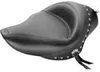 Mustang Black Studded Wide Touring Solo Driver Seat w Conchos