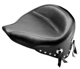 Mustang Black Studded Wide Touring Solo Driver Seat w Conchos