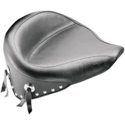 Mustang Black Studded Wide Touring Solo Driver Seat w Conchos