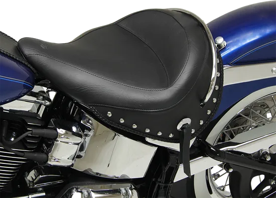 Mustang Black Studded Wide Touring Solo Driver Seat w Conchos