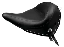 Mustang Black Studded Wide Touring Solo Driver Seat w Conchos