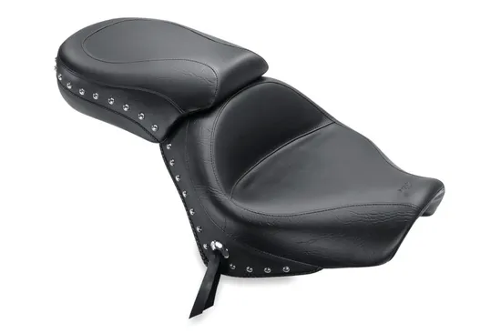 Mustang Black Studded 2 Up Wide Touring 2pc Seat w Conchos