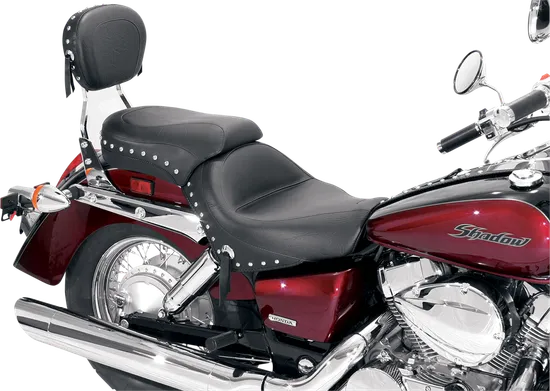 Mustang Black Studded 2 Up Wide Touring 2pc Seat w Conchos