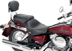 Mustang Black Studded 2 Up Wide Touring 2pc Seat w Conchos