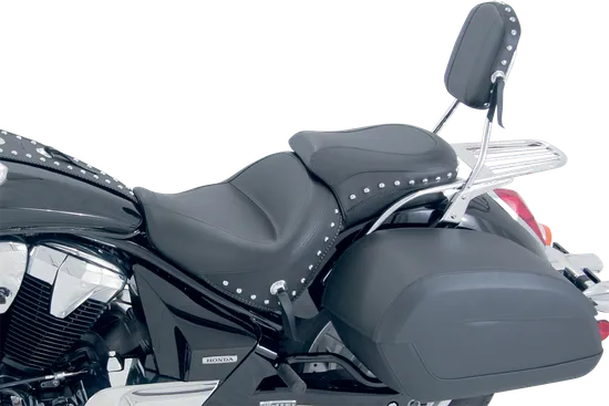 Mustang Black Studded 2 Up Wide Touring 1pc Seat w Conchos