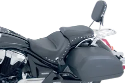 Mustang Black Studded 2 Up Wide Touring 1pc Seat w Conchos