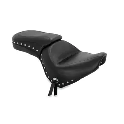 Mustang Black Studded 2 Up Wide Touring 1pc Seat w Conchos