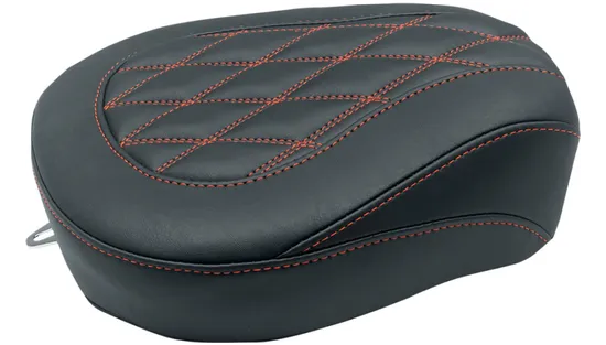 Mustang  Black Vinyl Red Diamond Stitch Wide Tripper Passenger Seat