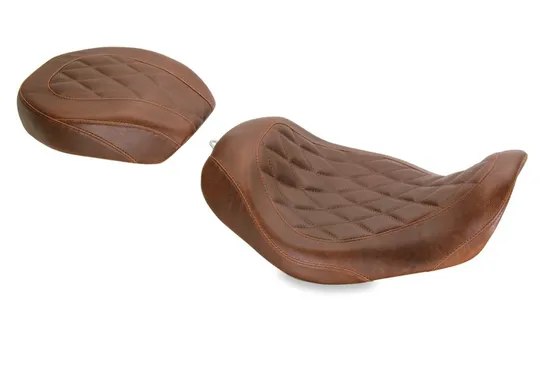 Mustang Brown Diamond Stitch Wide Tripper Front Solo Driver Seat