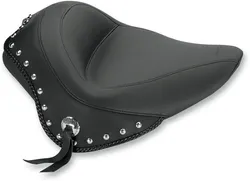 Mustang Black Studded Wide Touring Solo Driver Seat w Conchos