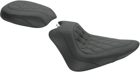 Mustang Black Diamond Stitch Wide Tripper Front Solo Driver Seat