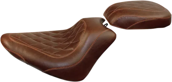 Mustang Brown Diamond Stitch Wide Tripper Front Solo Driver Seat