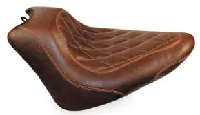Mustang Brown Diamond Stitch Wide Tripper Front Solo Driver Seat