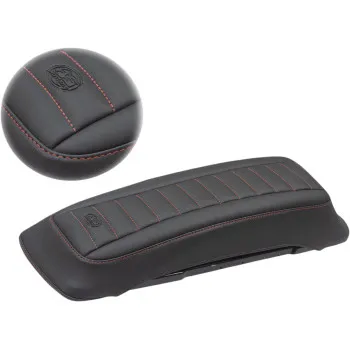 Mustang Black Vinyl Red Stitch Saddlebag Lid Covers