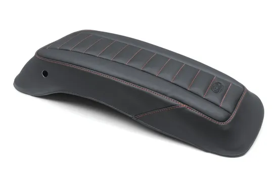 Mustang Black Vinyl Red Diamond Stitch Saddlebag Lid Cover