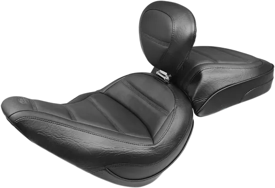 Mustang Black Tuck Roll Touring Solo Seat w Backrest