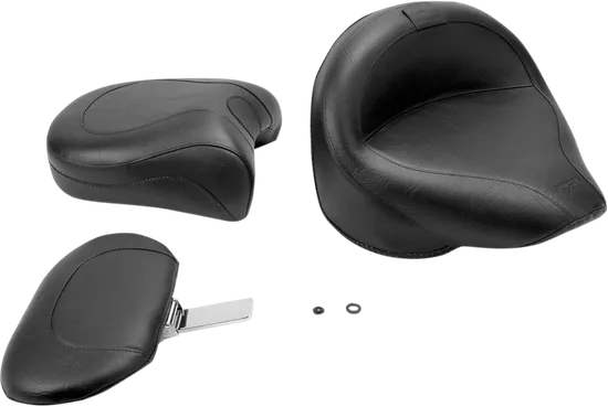 Mustang Black Vintage Wide Touring 2pc Seat w Backrest