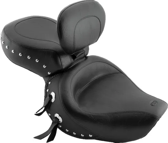 Mustang Black Studded Wide Touring 1pc Seat w Backrest