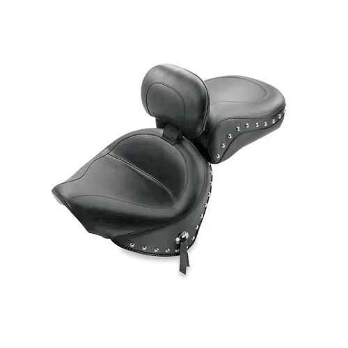Mustang Black Studded Wide Touring 2pc Seat w Backrest 2