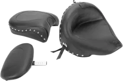 Mustang Black Studded Wide Touring 2pc Seat w Backrest