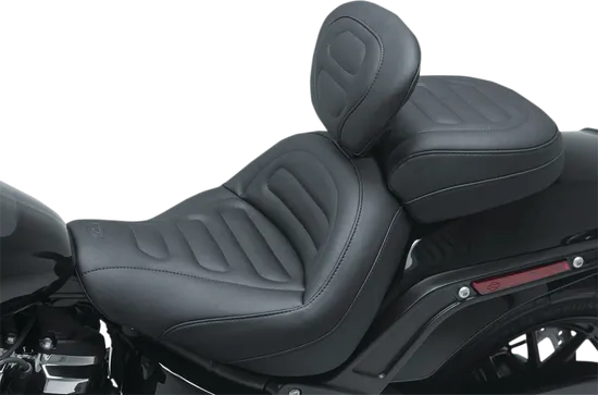 Mustang Black Trapizoid Max Profile Solo Touring Seat w Backrest