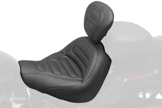 Mustang Black Trapizoid Max Profile Solo Touring Seat w Backrest