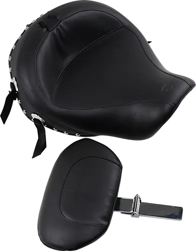 Mustang Black Studded Wide Touring Solo Driver Seat w Backrest