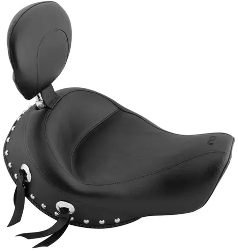 Mustang Black Studded Wide Touring Solo Driver Seat w Backrest