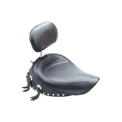 Mustang Black Studded Wide Touring Solo Driver Seat w Backrest