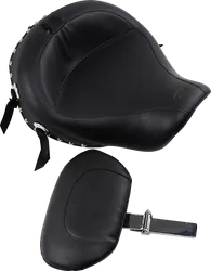 Mustang Black Studded Wide Touring Solo Driver Seat w Backrest