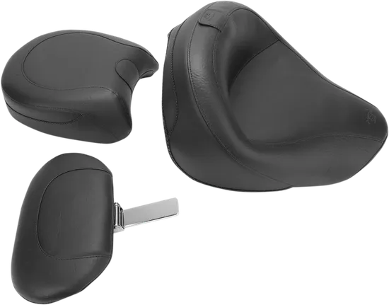 Mustang Black Vintage Wide Touring 2pc Seat w Backrest