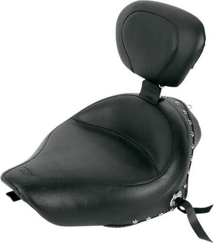 Mustang Black Studded Wide Touring Solo Driver Seat w Backrest