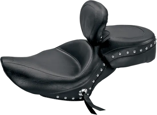 Mustang Black Studded Wide Touring Solo Driver Seat w Backrest