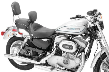 Mustang Black Studded Wide Touring Solo Driver Seat w Backrest