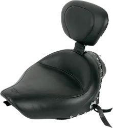 Mustang Black Studded Wide Touring Solo Driver Seat w Backrest
