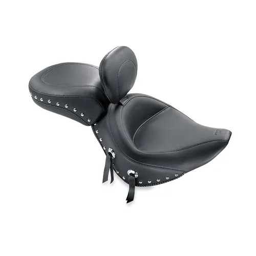 Mustang Black Studded Wide Touring Solo Driver Seat w Backrest