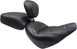 Mustang Black Cube Stitch Touring Solo Seat w Backrest