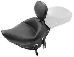 Mustang Black Studded Wide Touring Solo Driver Seat w Backrest