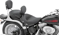 Mustang Black Studded Wide Touring Solo Driver Seat w Backrest
